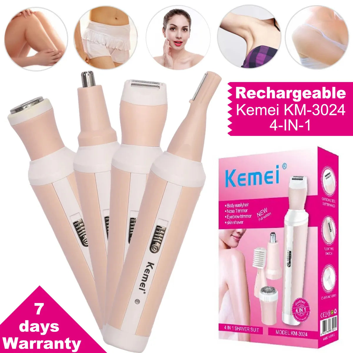 Kemei 4 in 1 Lady Trimmer, epilator Shaver