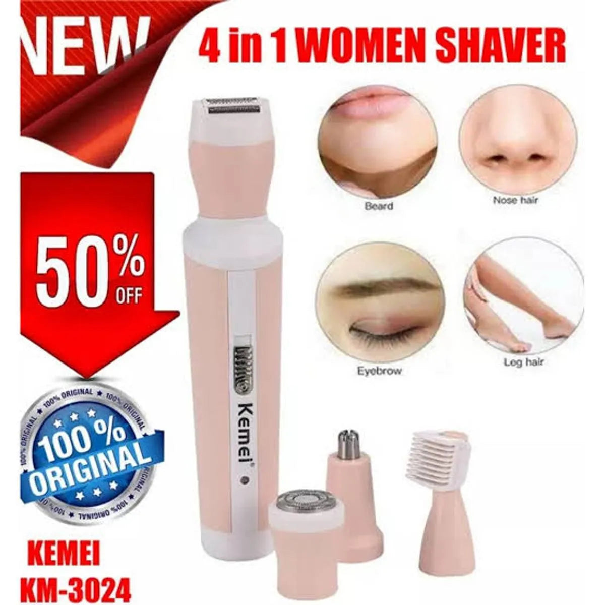 Kemei 4 in 1 Lady Trimmer, epilator Shaver